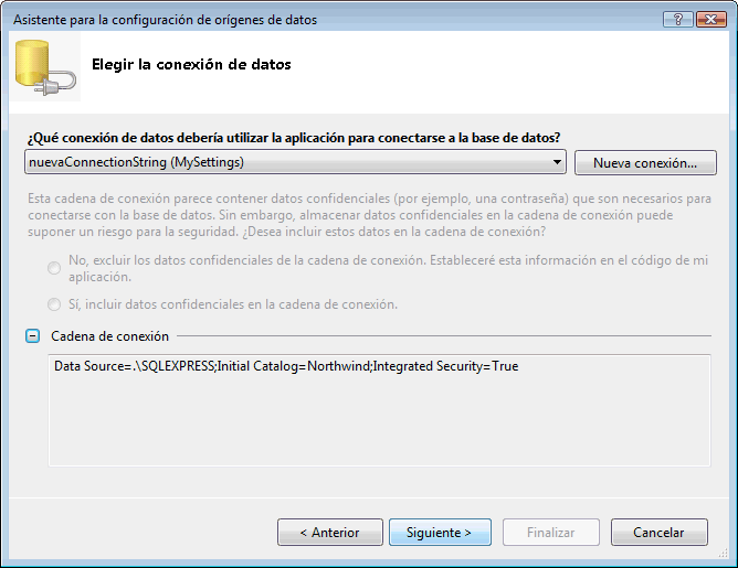 Figura 16. Usamos la cadena de conexión que hemos modificado
