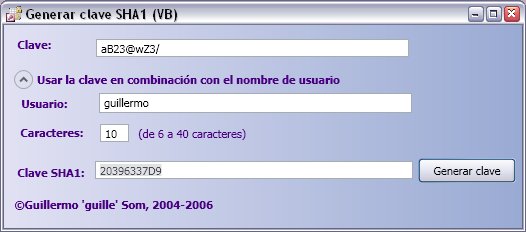 Figura 1. Usando la clave y el usuario en la aplicación de Visual Basic