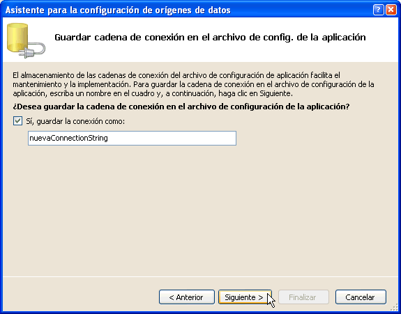 Figura 6. Guardar la cadena de conexin