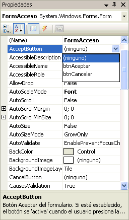 Figura 3. Asignar el botn predeterminado