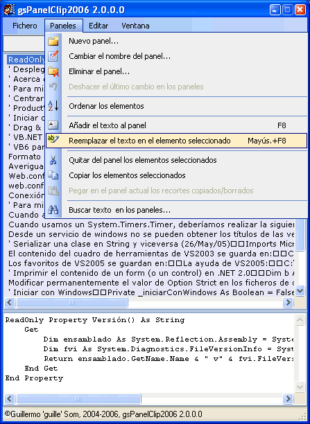 gsPanelClip2006 en funcionamiento