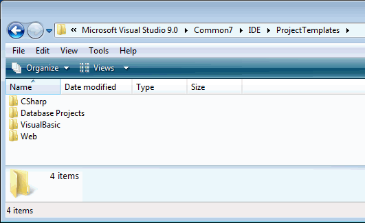 Figura 6. Estructura del directorio de los template en Windows Vista