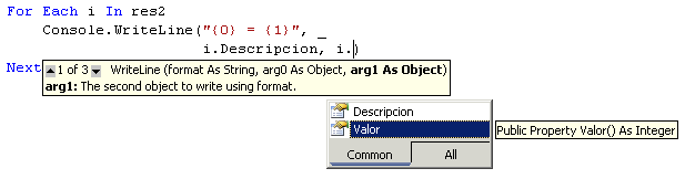 Figura 1. Intellisense conoce a los tipos anónimos