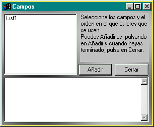 el form de seleccin de campos para clasificar