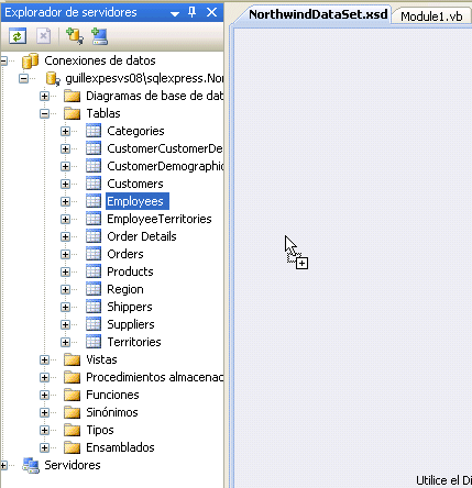 Figura 6. Desde las conexiones de datos, agregamos las tablas que queremos tener en el DataSet