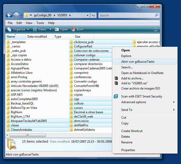 Figura 2. El menú contextual en Windows Vista