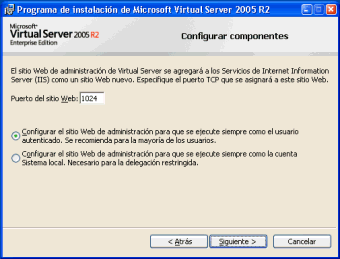 Indicar el puerto Web (Server 2003)